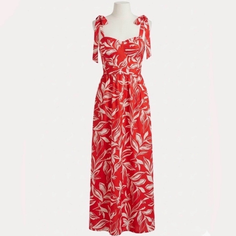 Band of the Free Maxi Dress Red and Cream Tropical Floral Print-Small - EUC